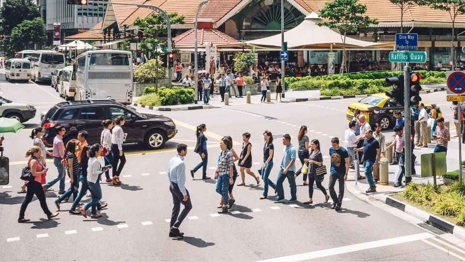 people walking singapore